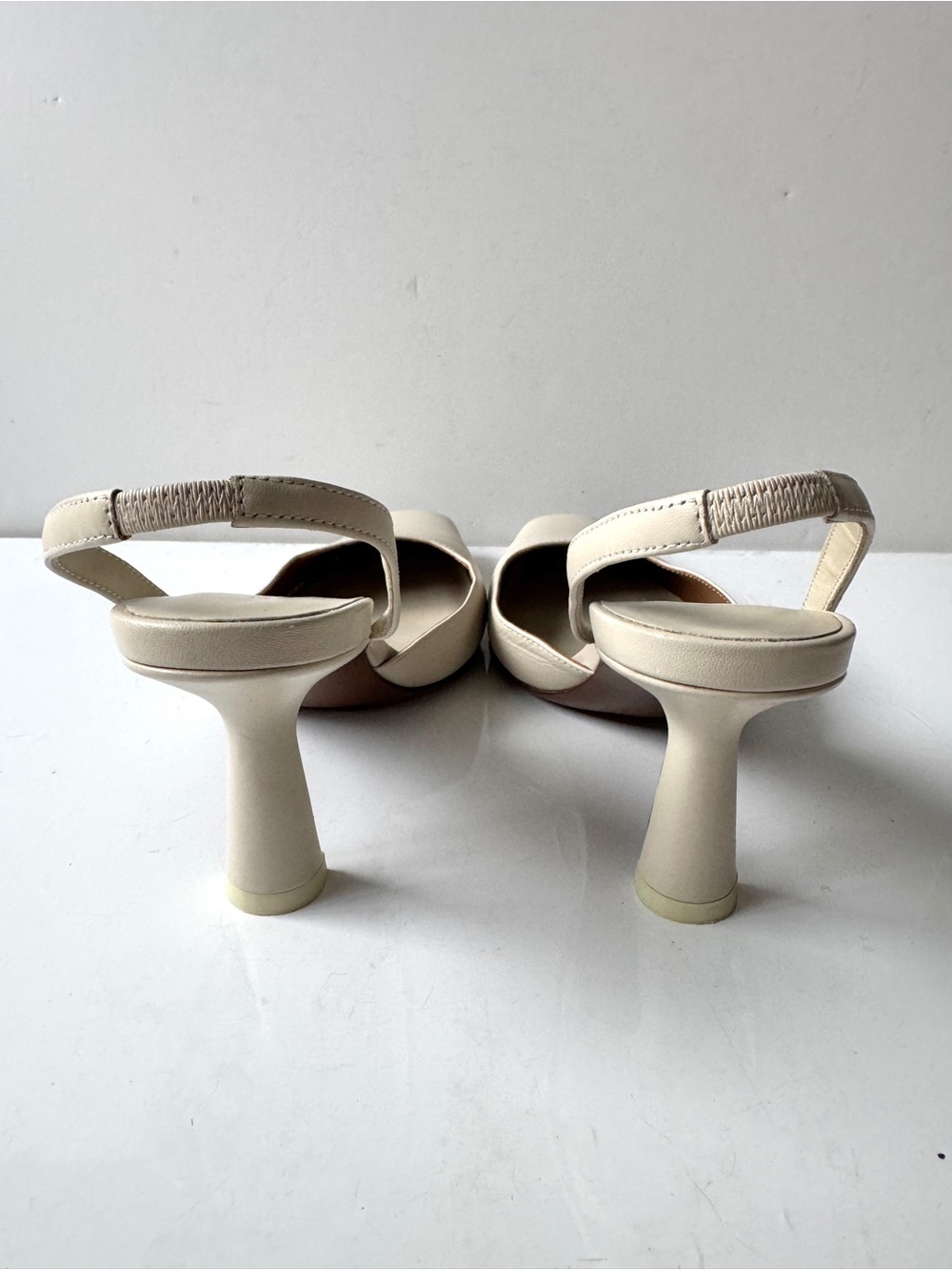 NEOUS Dracu Cream Leather Square Toe Slingback Slim Sculptural Heel Pumps Sz 37 - Picture 5 of 8